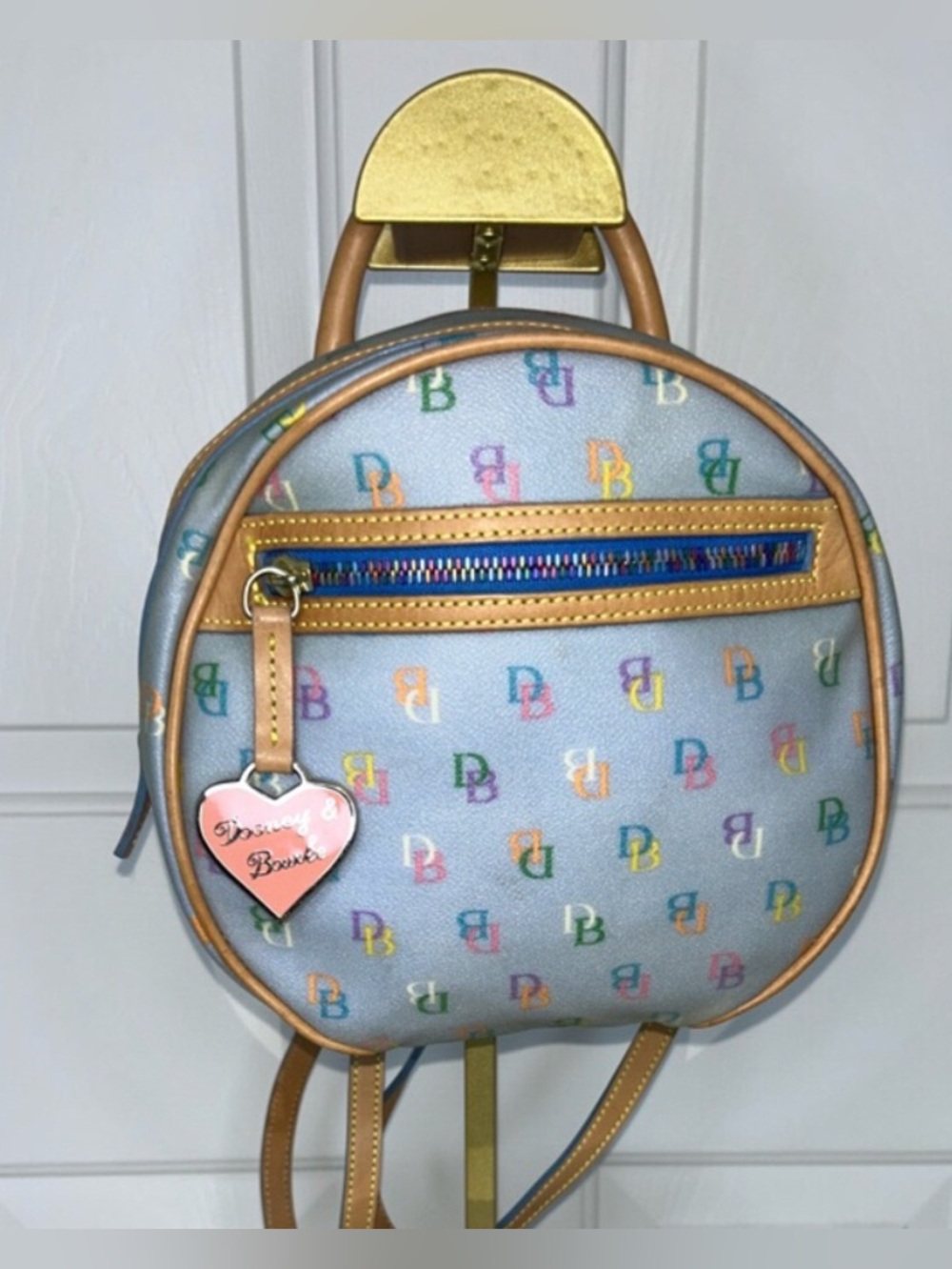 Dooney & Bourke Pastel blue Monogram Round Backpack Multicolor Y2K Vintage